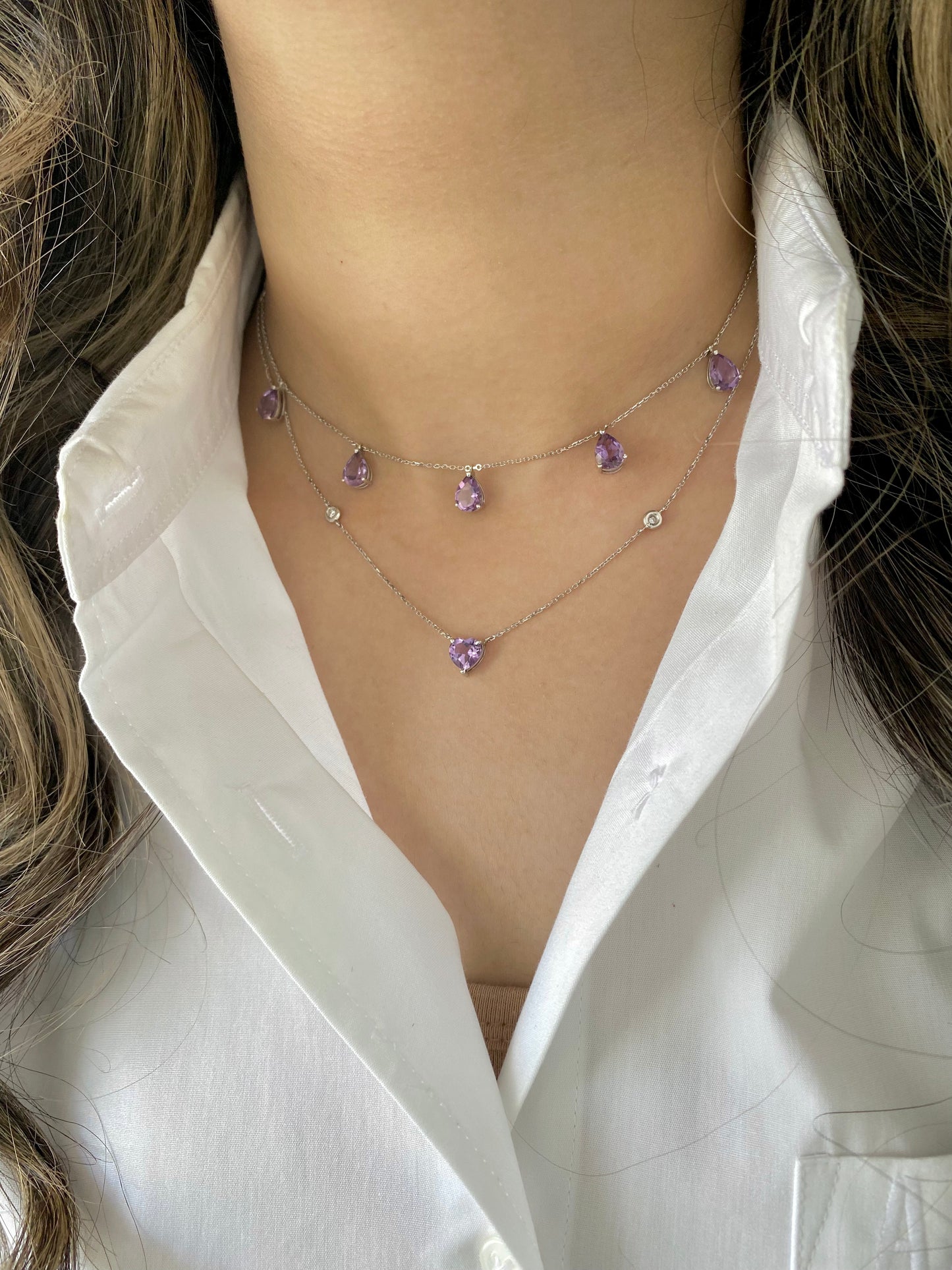 Purple Amethyst Two Layer Necklace